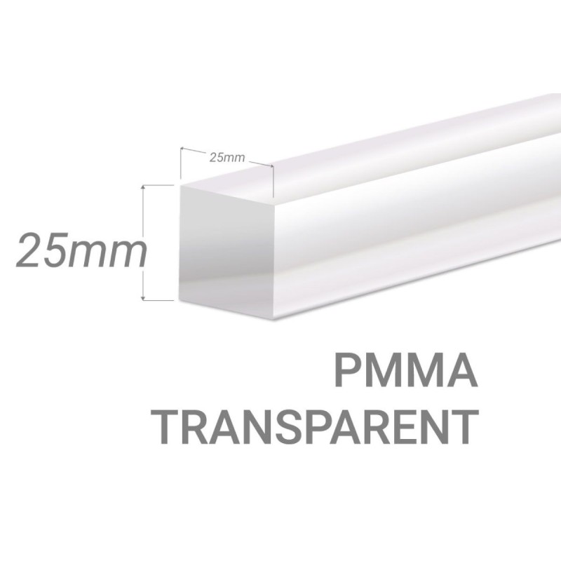 Colorless Acrylic square bar 25x25mm