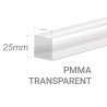 Barre carré PMMA Incolore 25x25mm
