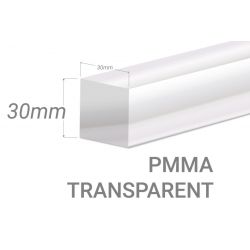 Barre carré PMMA Incolore 30x30mm