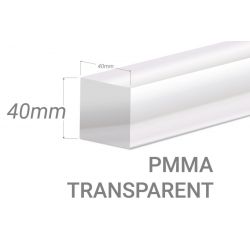 Barre carré PMMA Incolore 40x40mm