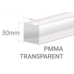 Barre carré PMMA Incolore 50x50mm