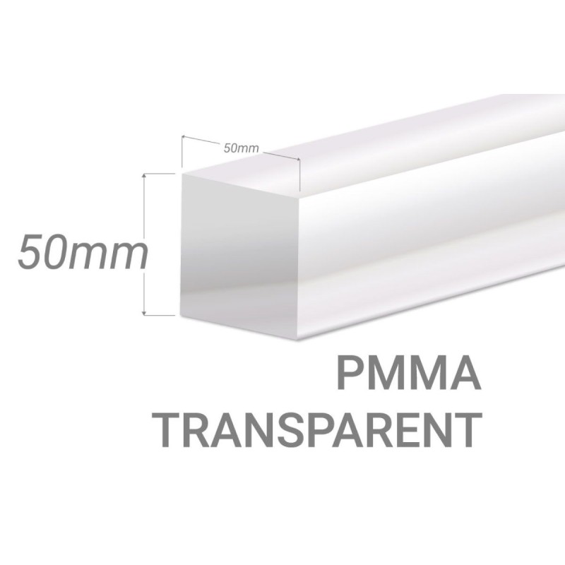 Colorless Acrylic square bar 50x50mm