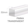 Barre carré PMMA Incolore 50x50mm