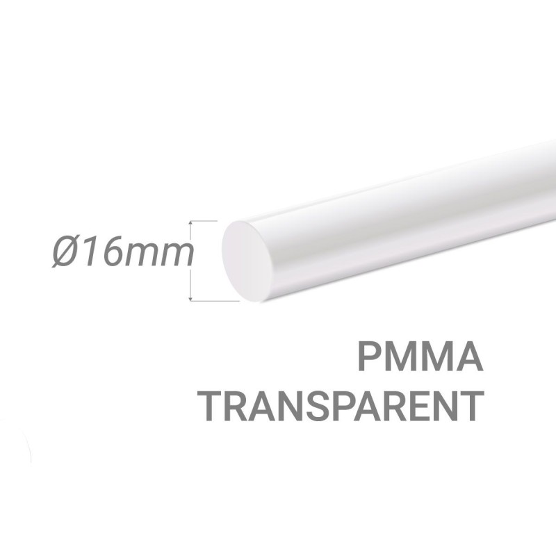 Bâton PMMA Incolore Diam. 16mm