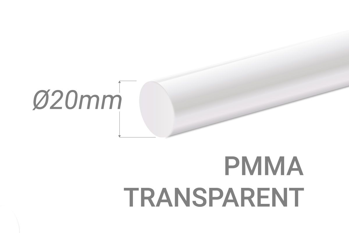 Bâton plexi transparent incolore brillant extrudé Diam.3mm - Long.2m