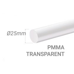 Bâton PMMA Incolore Diam. 25mm